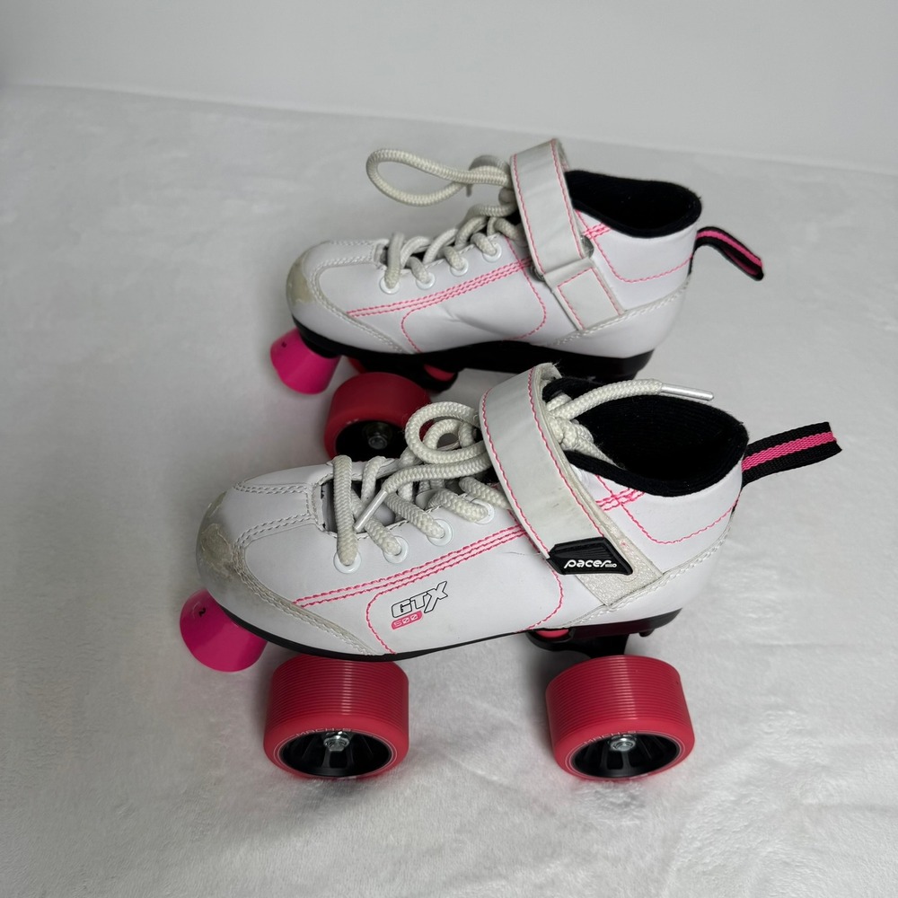 Pacer GTX 500 Kids Roller Skates White Pink Mach-5 Wheels Youth Size 2